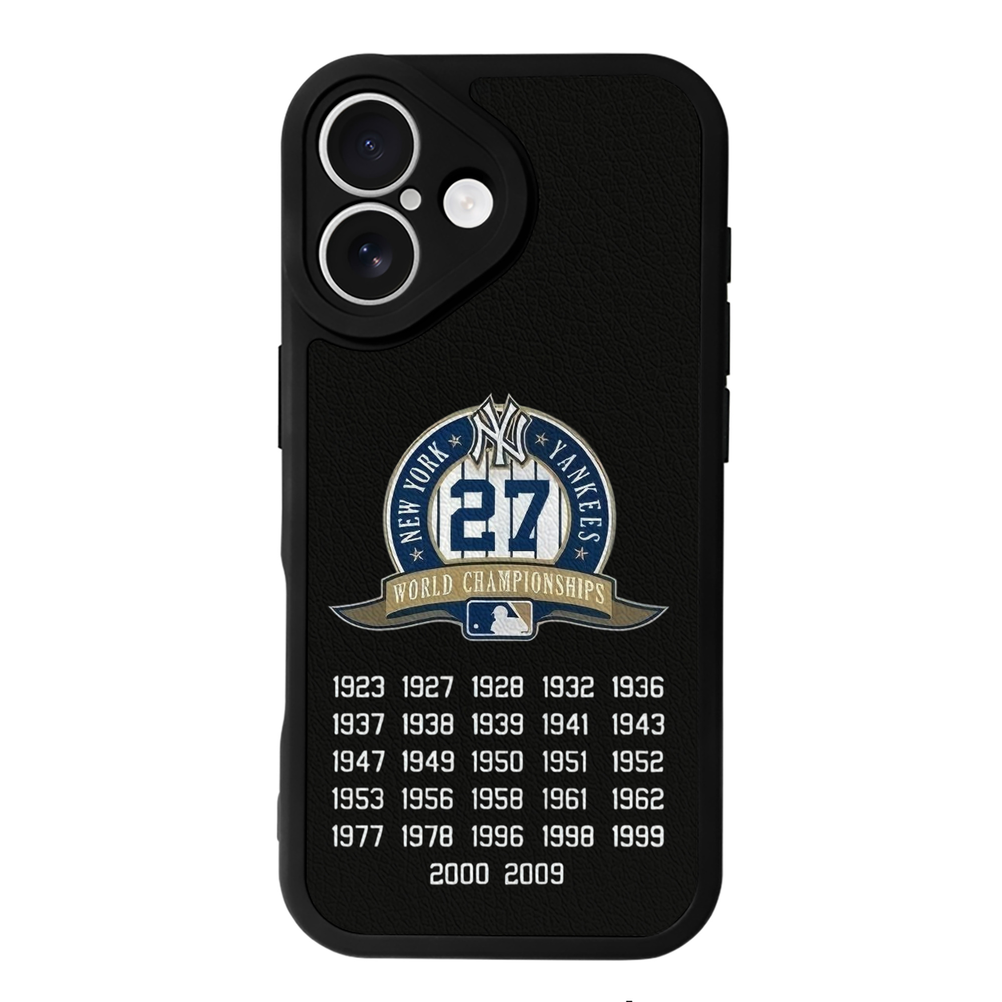 New York Yankees 27 WS Championships IPhone 16 Silicone Leather Case – UV Print, Lambskin Texture – Perfect Fit, Wireless Charging Compatible, Scratch Resistant, Precise Cutouts – Stylish Protection For IPhone 16
